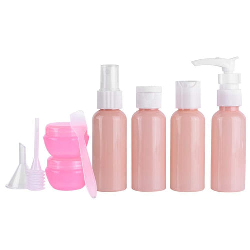 GLOGLOW 9pcs Botellas de Viaje Recargables, Reutilizable Botella de Aerosol de Maquillaje vacío Loción de champú Set de Contenedor de Crema Kit de Viaje Accesorios Inteligentes