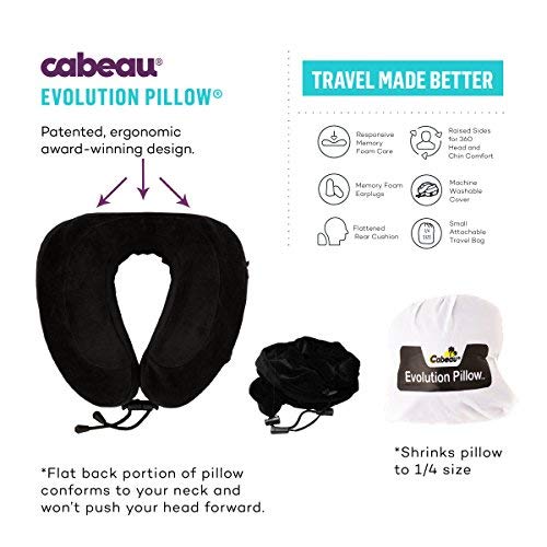 Cabeau almohada de viaje de espuma viscoelástica con la evolución - lavable, funda aterciopelada