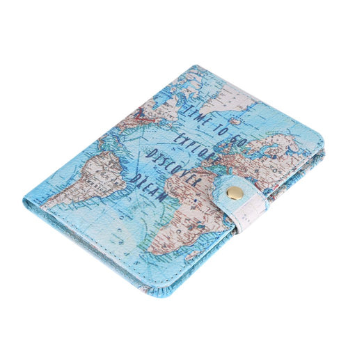 Pasaporte titular de la portafolios de piel sintética portafolios de viaje funda para pasaporte Funda estuche de bloqueo para viajes pasaportes protección de robo de identidad, Map, 1