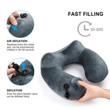 Almohada de Viaje Inflable Relajante Cuello Apoyo Travel Neck Pillow Inflatable para avion vuelos de larga distancia,tren, coche y oficina con cubierta suave lavable,bolsa de transporte y con antifaz para dormir