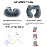 Almohada de Viaje Inflable Relajante Cuello Apoyo Travel Neck Pillow Inflatable para avion vuelos de larga distancia,tren, coche y oficina con cubierta suave lavable,bolsa de transporte y con antifaz para dormir